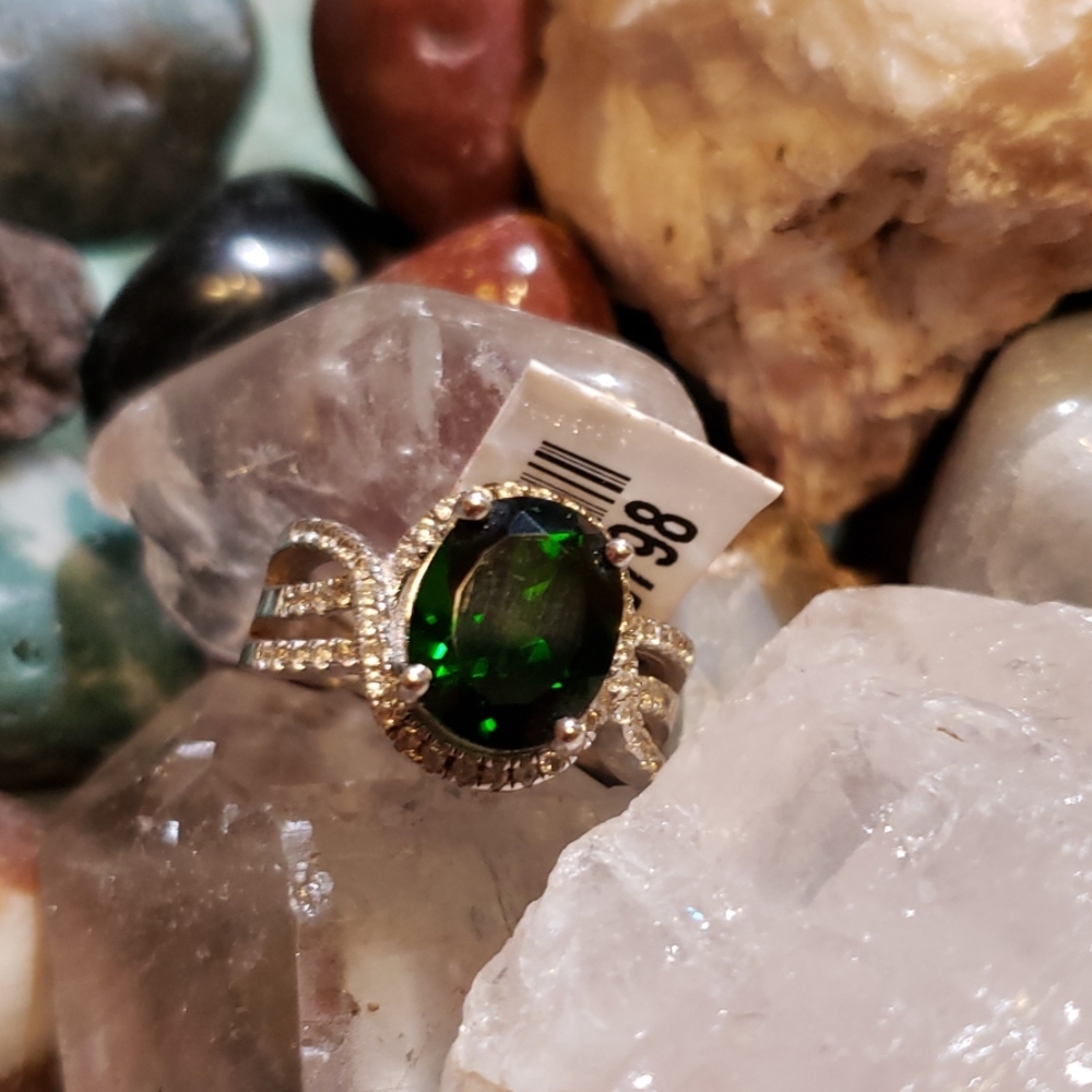 3ct Genuine Chrome Diopside .925 in sz 5